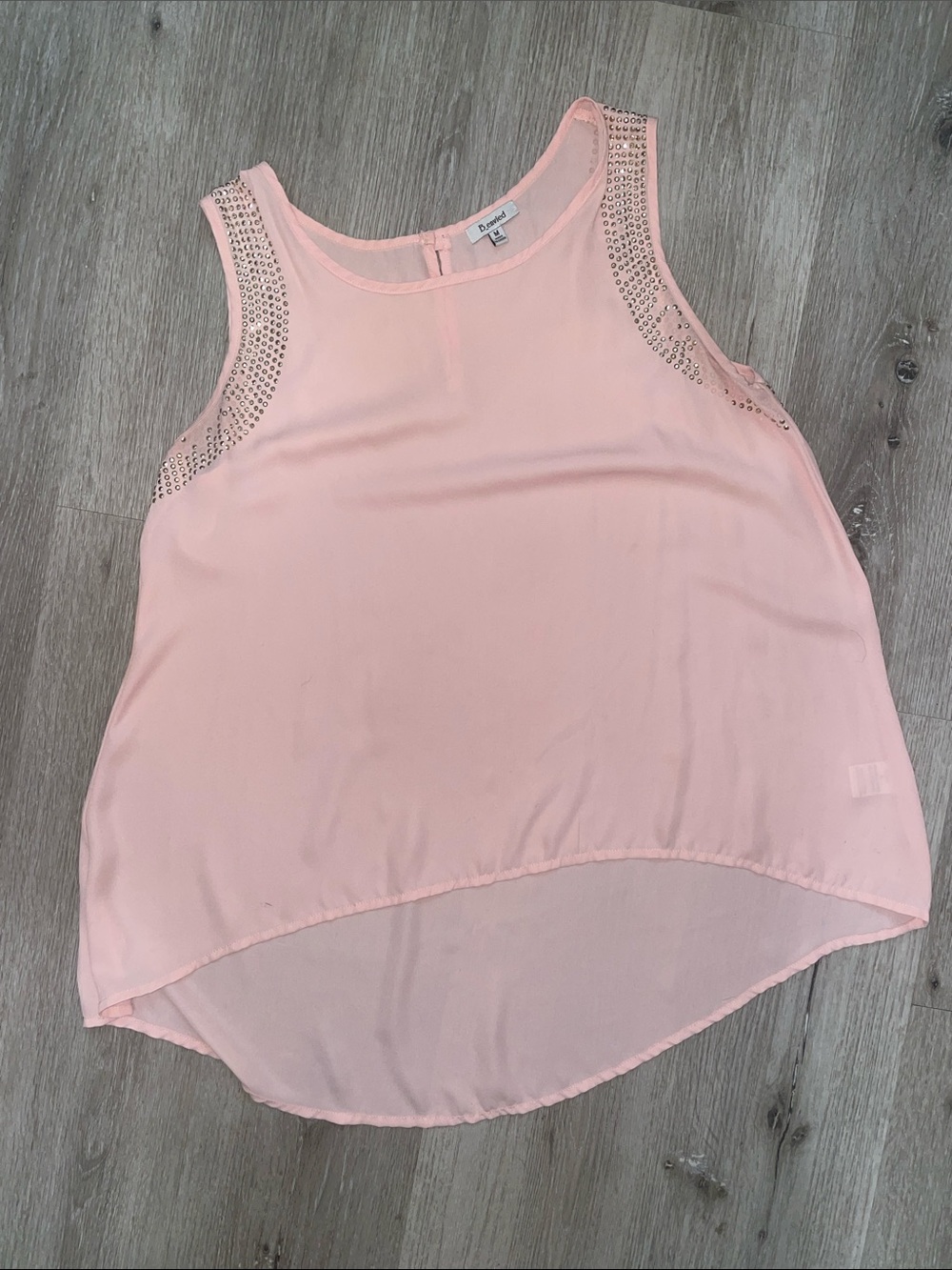 Studded Sleeveless Chiffon Camisole in Light Pink